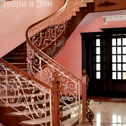 Кованые перила для винтовой лестницы КП-0013