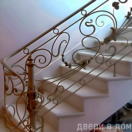 Кованые перила для лестницы белого цвета КП-0015