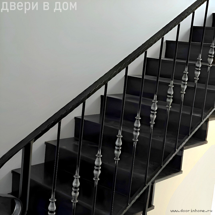Кованые перила черного цвета для дома КП-0027