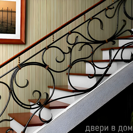 Кованые узорчатые перила для дома КП-0134