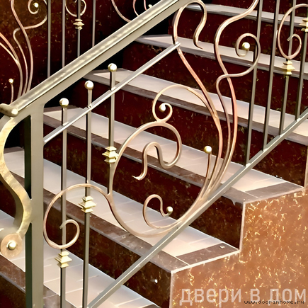 Перила кованые с изогнутым поручнем КП-0169
