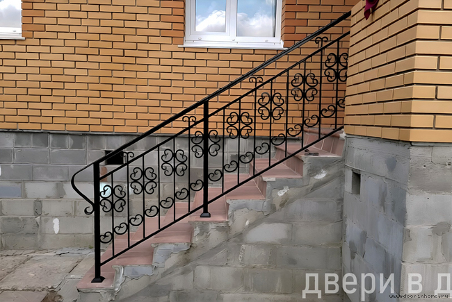 Перила кованые черные для уличной лестницы КП-040