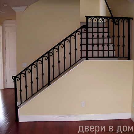 Черные кованые перила для дома КП-1900