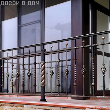 Перила кованые черные уличные КП-1902