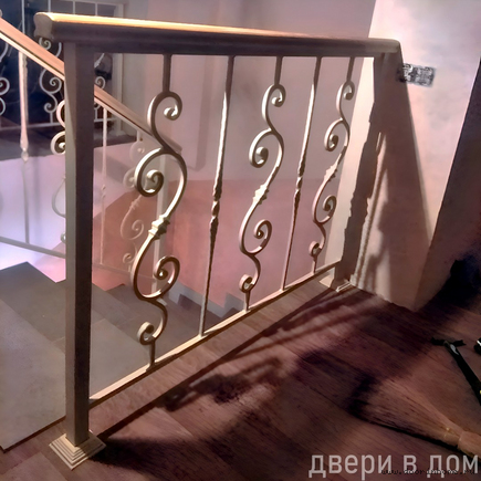Белые кованые перила с узором КП-0947