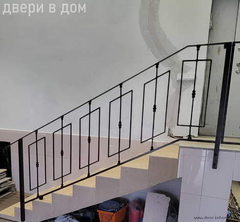 Черные сварные перила для лестницы СП-110377