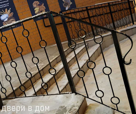 Черные сварные перила уличные СП-120318