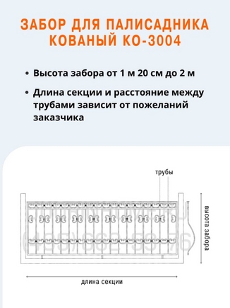 Забор для палисадника кованый КО-3004