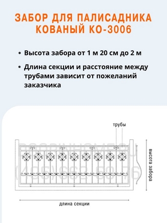 Забор для палисадника кованый КО-3006